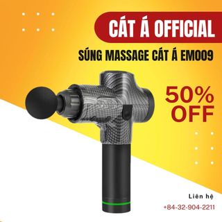 [BH 1 NĂM] Súng massage cầm tay cao cấp EM009 CÁT Á 30 mức độ rung, 6 Đầu Massage,Màn LCD, điều khiển Cảm Ứng !
