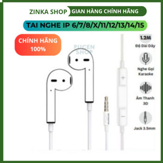 Tai nghe có dây cho 6/7/8/X/X.s/11/12/13/14/15 màu trắng, CHÍNH HÃNG  jack 3.5mm/ chui dẹt, chui tròn PUCEN