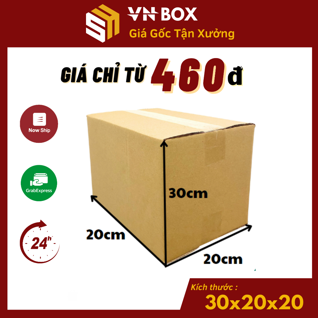 30x20x20 Combo 20 hộp carton đóng hàng hộp giấy carton gói hàng giá gốc tận xưởng - VN BOX