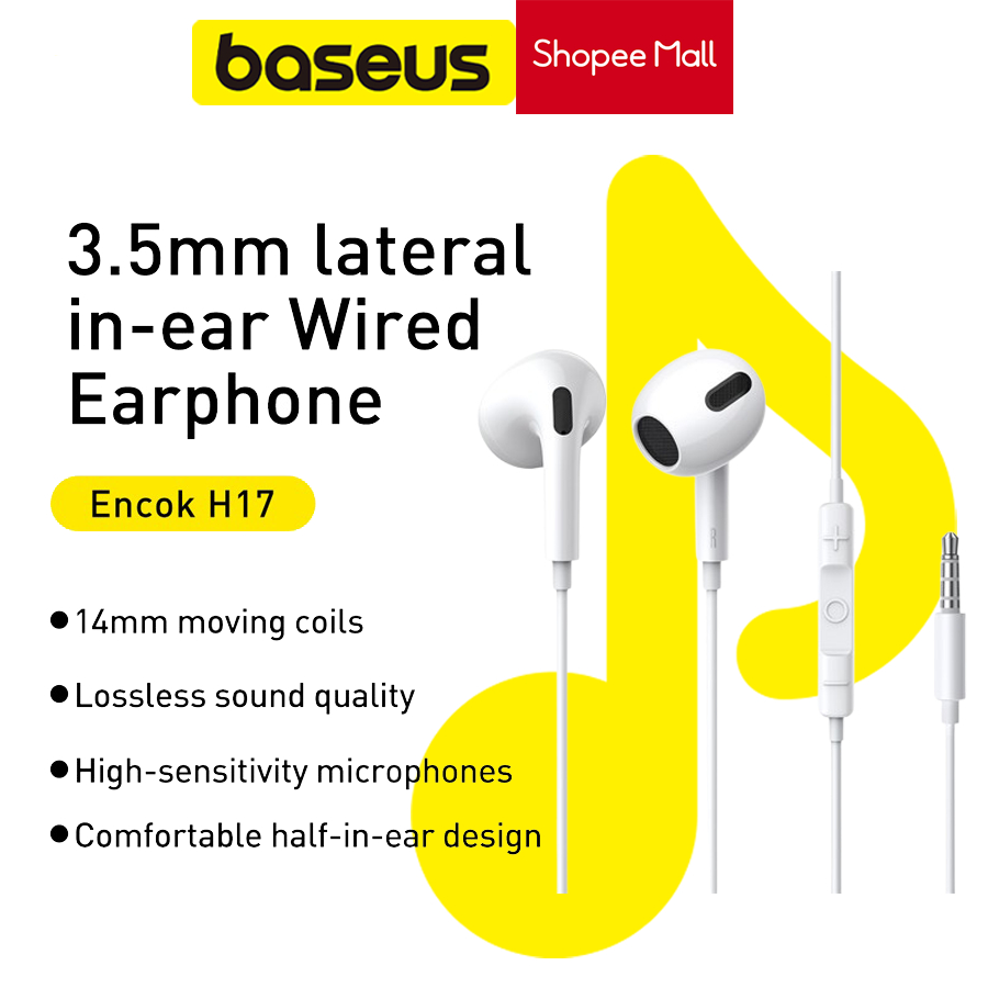 Tai nghe có dây Baseus Encok H17 3.5mm tai nghe in ear tai nghe nhét tai Laptop PC Smartphone tai nghe chính hãng
