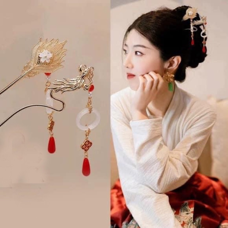 Trâm cài tóc cổ trang nữ phối mã diện