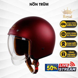 Nón bảo hiểm 3/4 Royal M139 có kính âm màu đỏ đô mờ