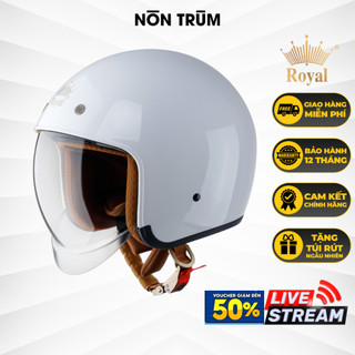 Nón bảo hiểm 3/4 Royal M139 kính âm trắng bóng