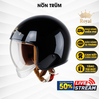 Nón bảo hiểm 3/4 Royal M139 có kính âm màu đen bóng