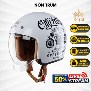 Nón bảo hiểm 3/4 Royal M139 có kính âm V5 trắng