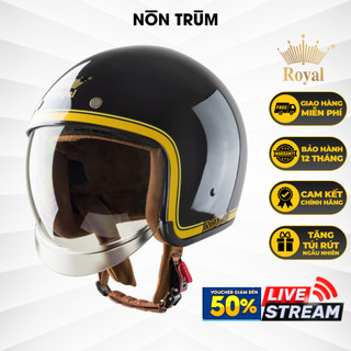 Nón bảo hiểm 3/4 Royal M139 có kính âm V10 đen live vàng