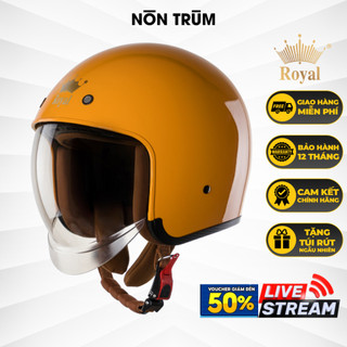 Nón bảo hiểm 3/4 ROYAL M139 có kính âm màu vàng nghệ cam bóng