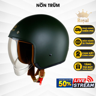 Nón bảo hiểm 3/4 Royal M139 có kính âm xanh lính nhám