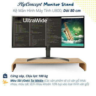 [Mã BMLT35 giảm đến 35K đơn 99K] Kệ màn hình máy tính, Kệ Tivi Ngang 80 cm - Plyconcept Monitor Stand U800 - Màu gỗ Sồi