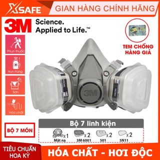 Mặt nạ phòng độc 3M 6200-6001-5N11-501 Mặt nạ chống bụi, chống độc, dùng phun sơn, phun thuốc - Chính hãng 3M
