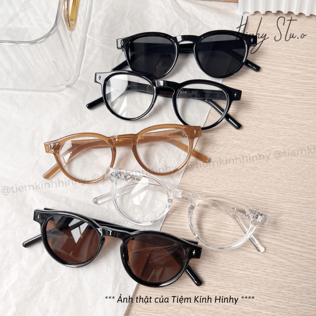 Kính râm tròn oval GM RON Hinhy chống UV400 cao cấp form trung bình unisex dễ đeo không kém mặt