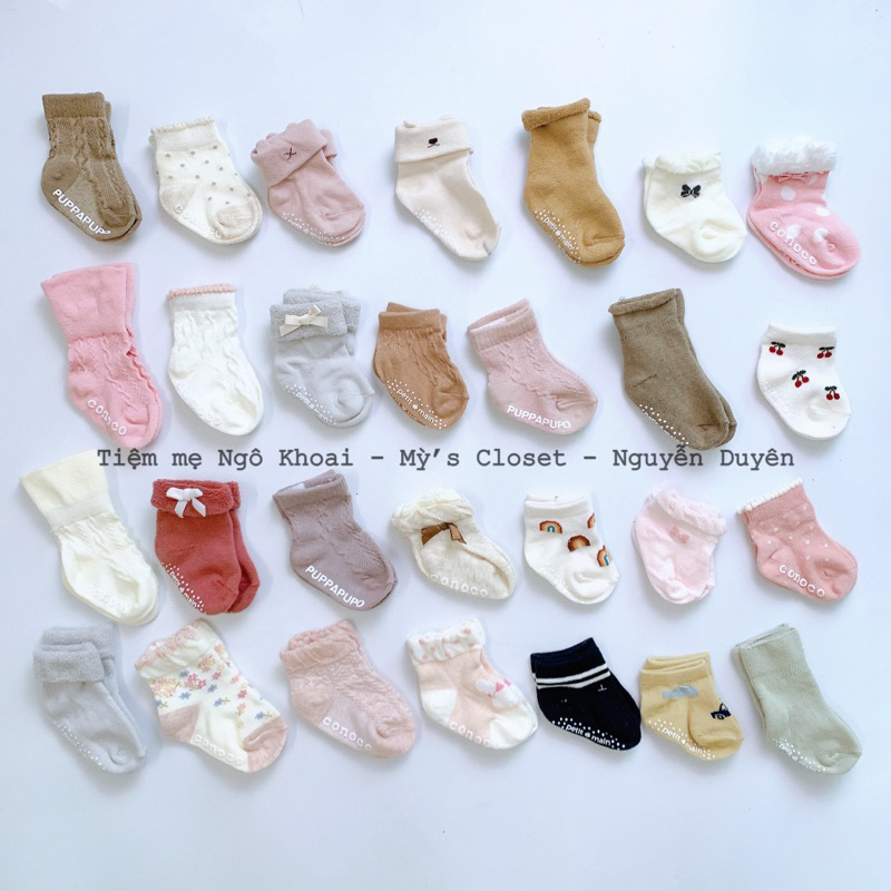 [MD102]0-12M Tất xinh ấm áp cho bé các hãng xuất Nhật Peptit..Mainn, Futata, Conoco