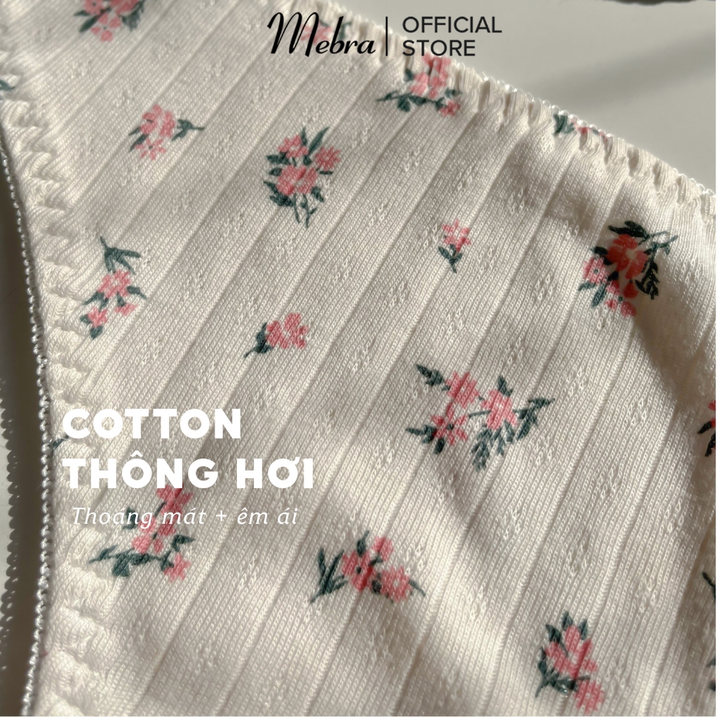 Bộ đồ lót cotton gân có gọng TẶNG MÚT mỏng lắp rời mềm êm hồng trái tim đỏ cam ngọt ngào Mebra | BigBuy360 - bigbuy360.vn