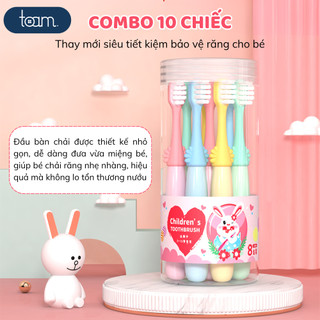 Set 10 bàn chải đánh răng trẻ em TOAM lông tơ siêu mềm từ 2-8 tuổi bảo vệ nướu chăm sóc răng miệng cho bé