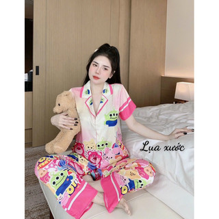 Bộ pijama lụa xước tay ngắn