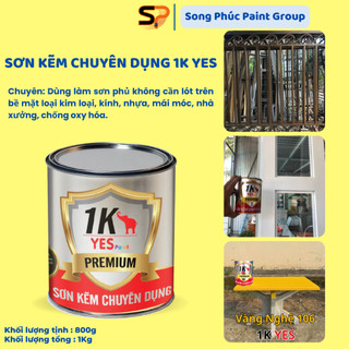 [Tặng Kèm Cọ] Sơn Sắt Mạ Kẽm Chuyên Dụng Cao Cấp 1K Yes [ Độ bền cao, siêu bóng, nhanh khô ] Sơn Giả Gỗ Trên Sắt,