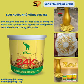 [Tặng Cọ] Sơn Chậu Nước Nhũ Vàng 24k Yes [ Dung Tích 200g, 400g, 800g ] Sơn Chậu Nhũ Vàng, Sơn Nhũ Hệ Nước