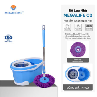 Bộ lau nhà Megalife C2 Megahome xoay 360 độ cây lau nhẹ, bông lau siêu thấm hút