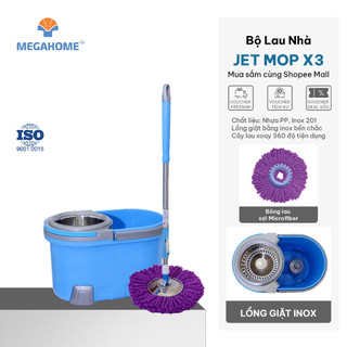 Bộ lau nhà jet mop x3 megahome dung tích 19l thùng lau 360 độ