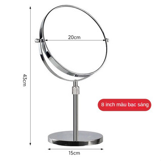 Gương Nhiều Kích Cỡ Loại Inox Để Bàn, Gương Trang Điểm, Phụ Kiện Cho Nữ Soi Làm Đẹp, Gương Xoay 360 Độ Nhiều Góc Độ