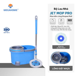 Bộ Lau Nhà Jet Mop Pro Megahome 360 độ, dung tích 19L, sử dụng bánh xe to tiện lợi, cây lau siêu nhẹ