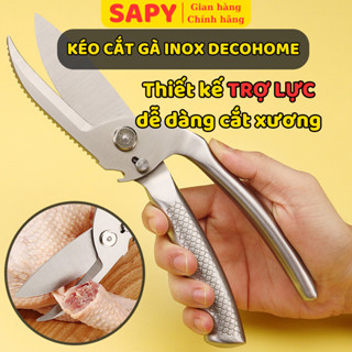 Kéo Trợ Lực Cắt Xương Gà Inox Cao Cấp 2in1, thiết kế đa năng, làm dao thái, cạo vảy cá, mở nắp bia