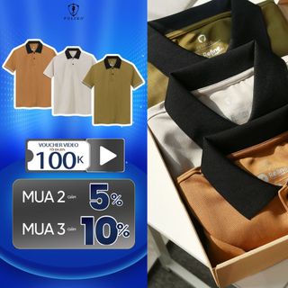 Áo polo nam Polido phối cổ chất vải cotton thoáng mát mềm mại form slimfit ôm nhẹ hạn chế nhăn thời trang nam basic