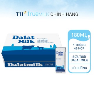 Thùng 48 hộp sữa tươi tiệt trùng có đường Dalatmilk 180ml (48h)