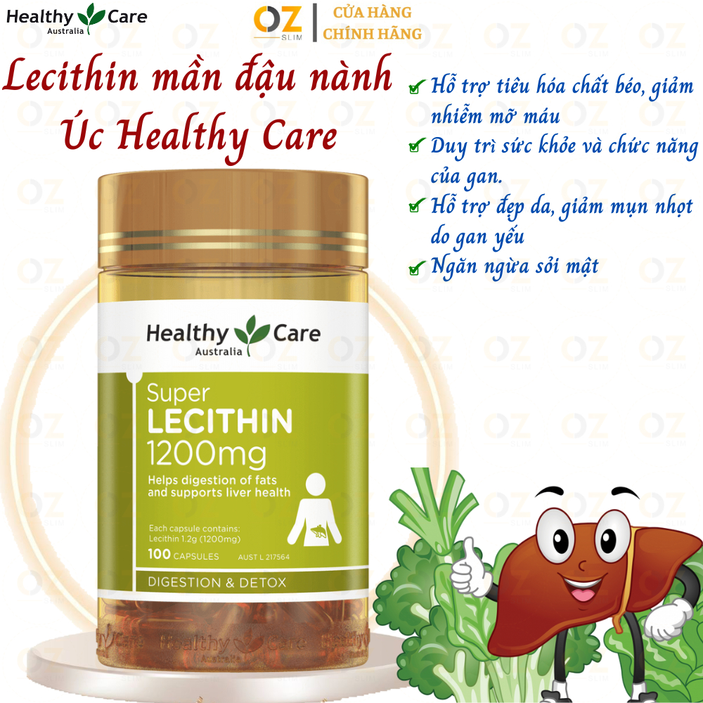 Lecithin Mầm Đậu Nành Úc Healthy Care Super Lecithin Duy Trì Chức Năng Gan Khỏe Mạnh, Nâng Cao Sức K