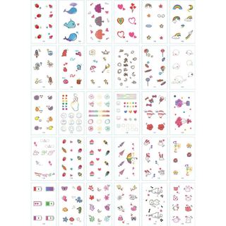 168 Hình Xăm Dán Tattoo Cá Heo Dâu Cầu Vồng Mặt Cười Mèo Pin UFO Dù Trái Tim