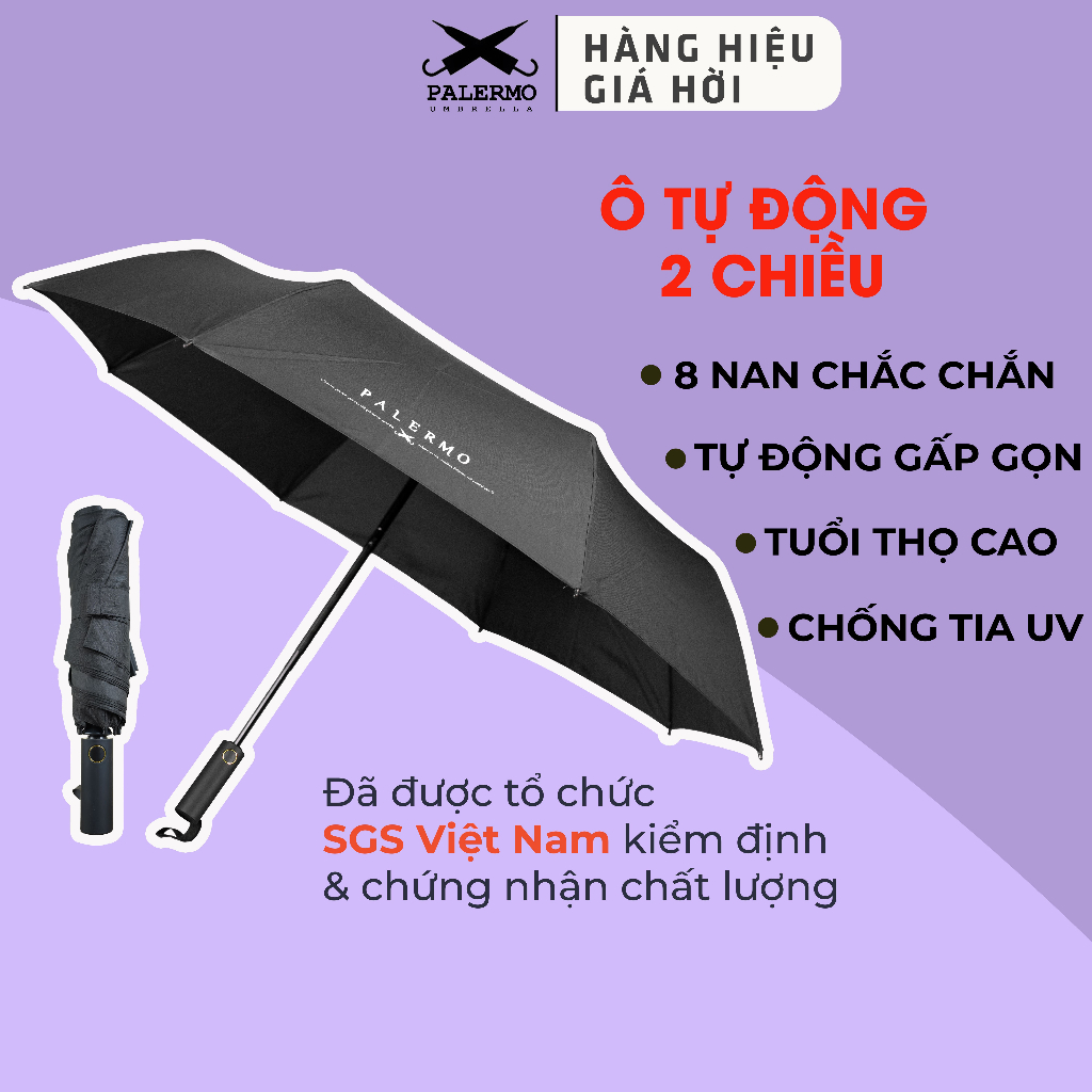 Ô Dù che nắng Palermo tự động 2 chiều 8 nan chắc chắn chống nước chống tia UV Một sản phẩm của Nason