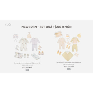  Set quần áo, Set quà tặng 9 món Nous cho bé sơ sinh đến 3-6kg