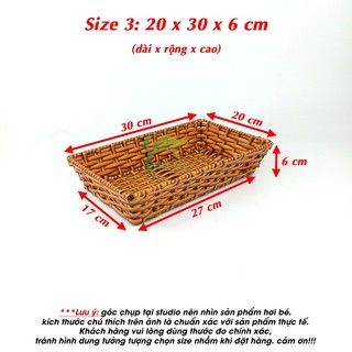 Khay Chữ Nhật Vát Cạnh Size 10 x 20 cm Khay Nhựa Mây Đan Đựng Vật Dụng Gọn Gàng Tiện Dụng Dễ Vệ Sinh