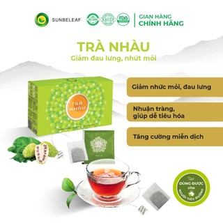 Trà nhàu túi lọc SunBeleaf, Trà Thảo Mộc Giúp Giảm Đau Lưng, Xương Khớp, Tăng Cường Hễ Miễn Dịch, Trà Túi Lọc Hộp 20 Gói
