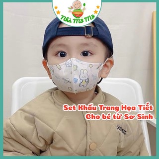 Khẩu trang y tế cho bé in họa tiết từ 0 - 2 tuổi , 3 - 6 tuổi set 10 cái - Nhà Mỡ Mỡ