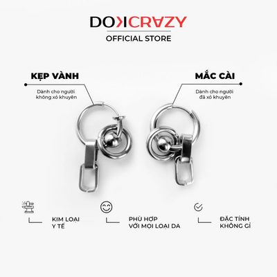 Khuyên tai DOKCRAZY Hợp Kim, Thời Trang Phong Cách Đường Phố, Unisex - DOK05, DOK06