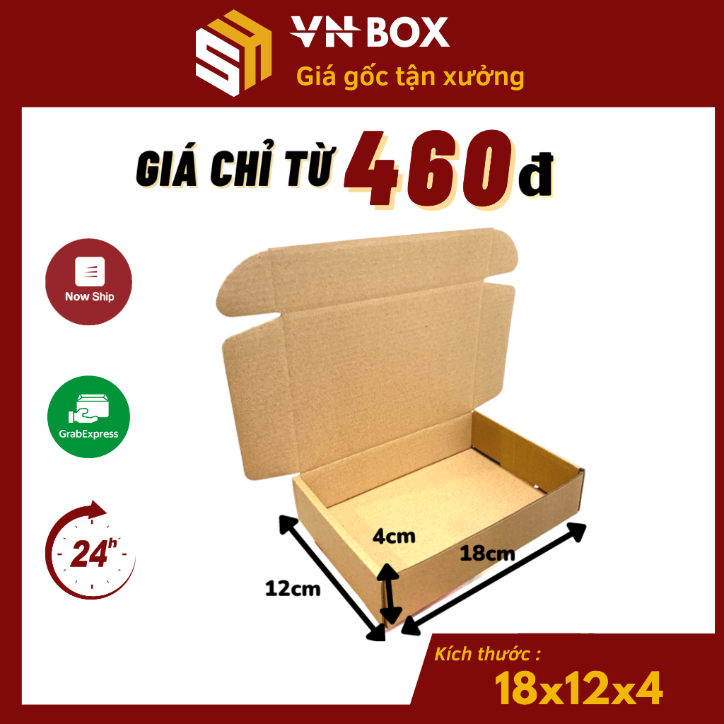 18x12x4 combo 100 Hộp nắp gài pizza, hộp giấy nắp cài gói hàng phụ kiện, nước hoa quà tặng - VN Bo