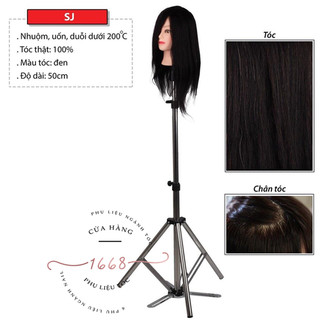 Đầu manocanh 100% tóc thật có thể uốn duỗi , chịu nhiệt chuyên dùng cho salon tóc
