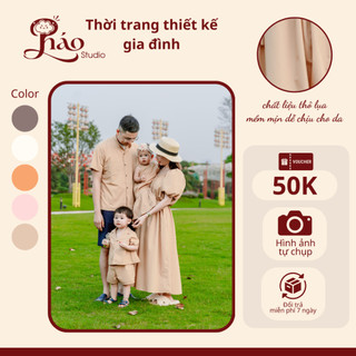 Set áo váy hở lưng style hàn gia đình cho bố mẹ bé trai bé gái chất vải thôi đi chơi, picnic, đi biển, du lịch