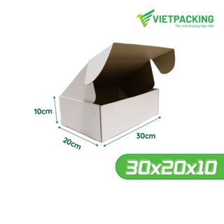 Combo 10 hộp giấy carton 30x20x10 nắp gài trắng, đóng hàng, gói hàng, gói quần áo
