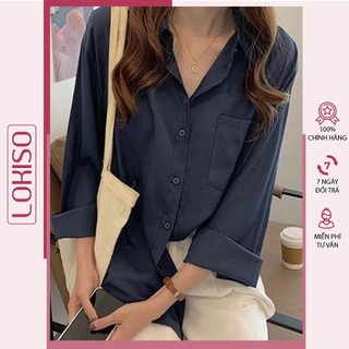 Áo sơ mi nữ form rộng dài tay kiểu công sở đẹp LOKISO SM01