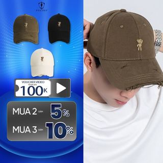 Nón, Mũ lưỡi trai đính gấu 3 màu POLIDO thời trang nam phá cách trẻ trung menswear chất liệu thoáng khí thoải mái