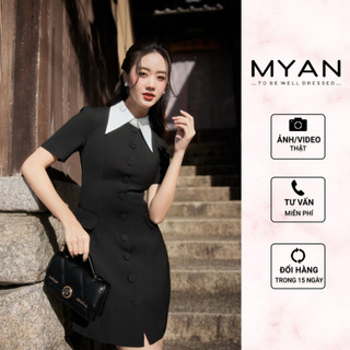 MYAN DESIGN Váy Ngắn Dáng Chữ A Thiết Kế Cổ Chéo Trắng Rời Đầm Suông Cộc Tay Chữ A Thời Trang Svn022401