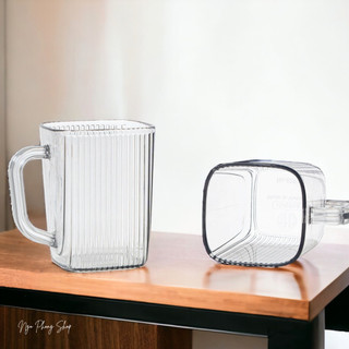 Cốc vuông tăm 360ml Việt Nhật. Cốc uống nước vuông trong suốt Việt Nhật. Tay cầm chắc chắn.