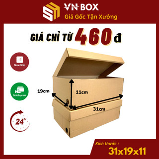 31x19x11 Combo 10 Hộp carton nắp gài đóng hàng, hộp đựng giày dép giá rẻ tiện lợi - VN Box