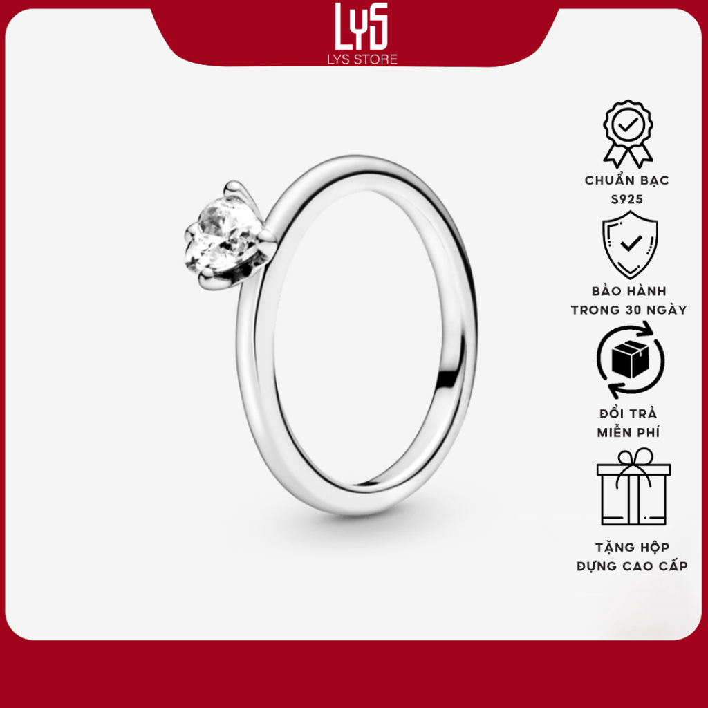 Nhẫn bạc nữ Lys Women's Clear Heart Solitaire Ring 8075SV