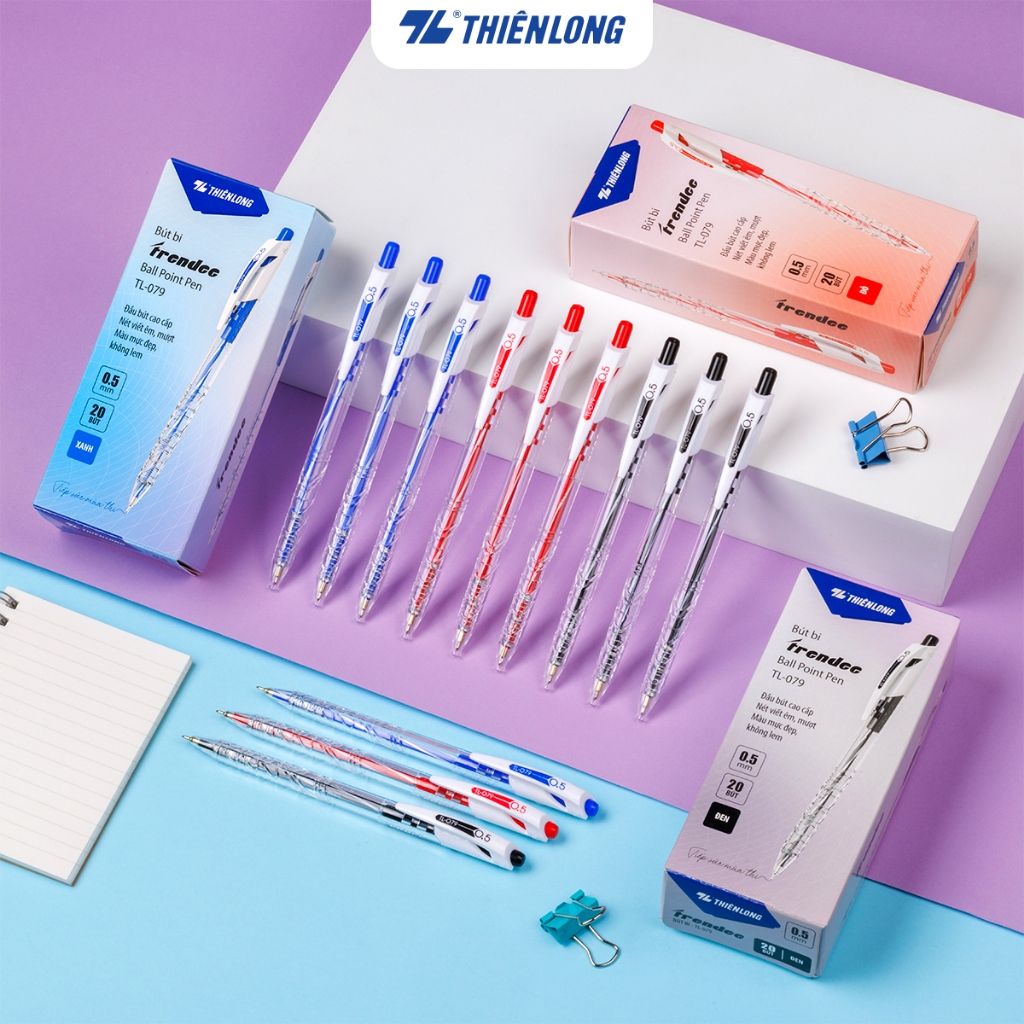 Combo 5/10/20 Bút bi Thiên Long Trendee TL-079 ngòi 0.5mm cao cấp, nét viết thanh mảnh, thiết kế trẻ trung, chữ viết đẹp