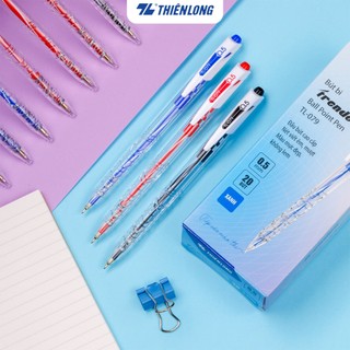 Combo 10 Bút Bi Thiên Long TL-079 ngòi 0.5mm mực xanh/đỏ/đen nét viết thanh mảnh thiết kế trẻ trung năng động