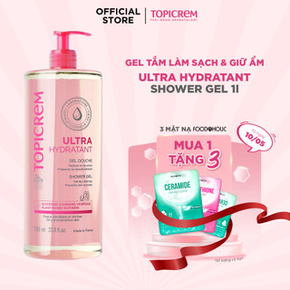 Gel tắm siêu dưỡng ẩm TOPICREM ULTRA HYDRATANT GEL DOUCHE 1L giữ ẩm cho làn da nhạy cảm