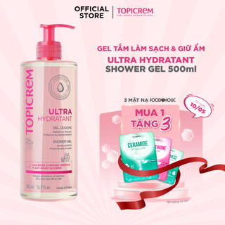 Gel tắm siêu dưỡng ẩm TOPICREM ULTRA HYDRATANT GEL DOUCHE 500ml giữ ẩm cho làn da nhạy cảm
